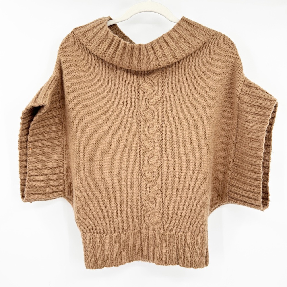 Black Horn Womens Baby Alpaca Blend Knit Poncho Sweater Cable Knit‎ Oversized S